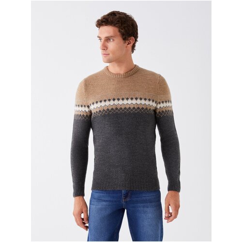 LC Waikiki Crew Neck Long Sleeve Patterned Men's Knitwear Sweater Slike