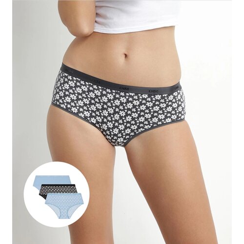 DIM LES POCKETS COTTON BOXER 3x - Women's Cotton Panties 3 pcs - Black - Light Blue - White Cijene