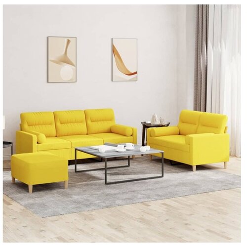 vidaXL 3-dijelni set sofa s jastucima svjetložuti od tkanine Cijene