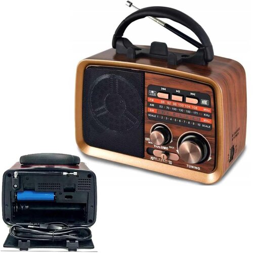 VERK_GROUP Prenosni akumulatorski 600mAh bluetooth radio SD USB retro, (20543905) Cene