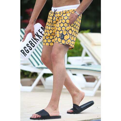 Madmext Swim Shorts - Yellow - Graphic Cene