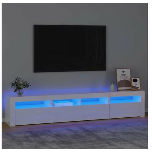  TV omarica z LED lučkami visok sijaj bela 210x35x40 cm