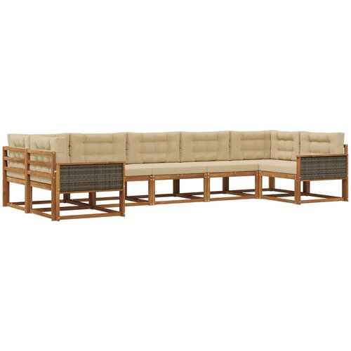 vidaXL Zunanja garnitura za sedenje z blazino 7 pcs Naravna in bež, (5000281160) Cene