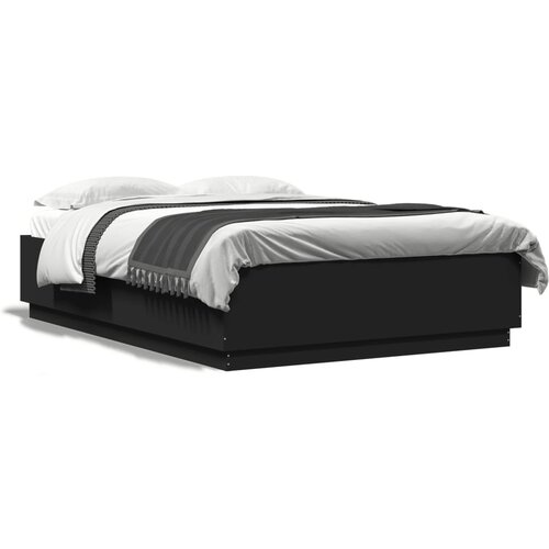 VidaXL Okvir kreveta s LED svjetlima crni 160x200 cm konstruirano drvo Slike