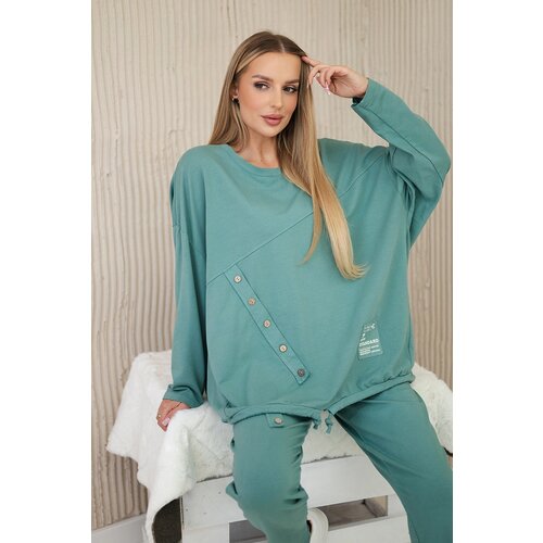 Kesi Włoski Oversize cotton set sweatshirt + pants dark mint Slike