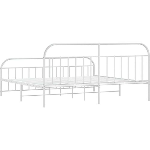 VidaXL metalni okvir kreveta uzglavlje i podnožje bijeli 200x200 cm Slike