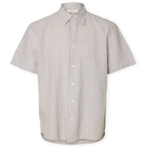 Selected Srajce s kratkimi rokavi Noos Regclay Linen Shirt - Bright White/Chocolate Bela Slike