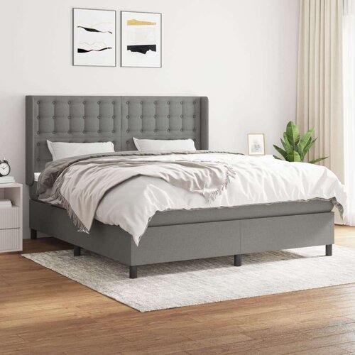  Box spring postelja z vzmetnico temno siva 180x200 cm blago, (21118407) Cene