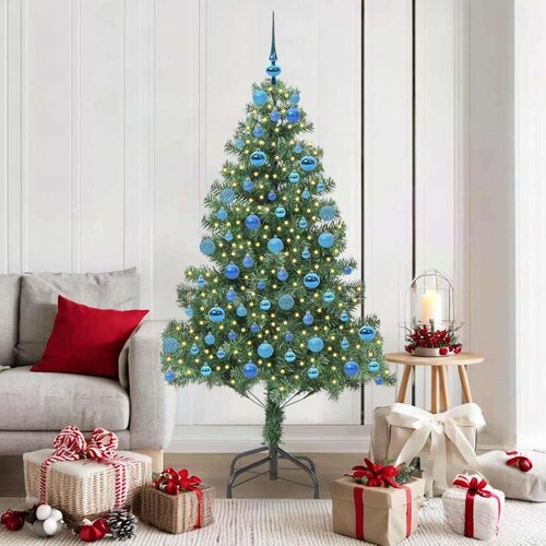 vidaXL Božično drevo med 300 LED z stojalom Zelena 180 cm PVC Cene