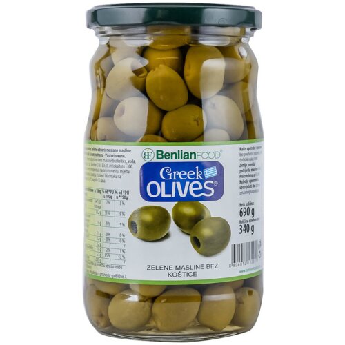 Benlian Food BENLIAN Greek masline zelene bez koštice 690g Cene