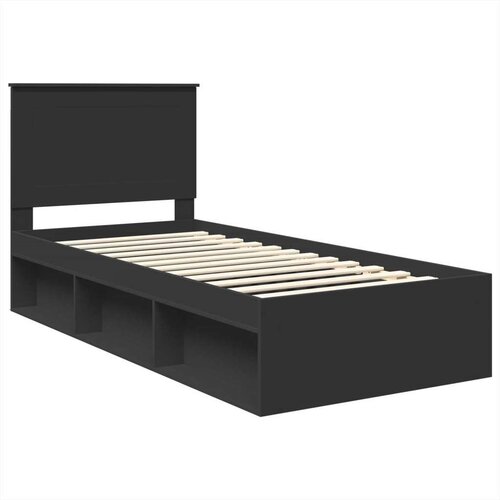  Okvir za krevet Crna 90 x 200 cm Čvrsto borovo drvo Slike