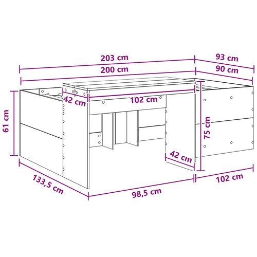  Krevet za djecu s visokim okvirom i stolom Bijela 90 x 200 cm Slike