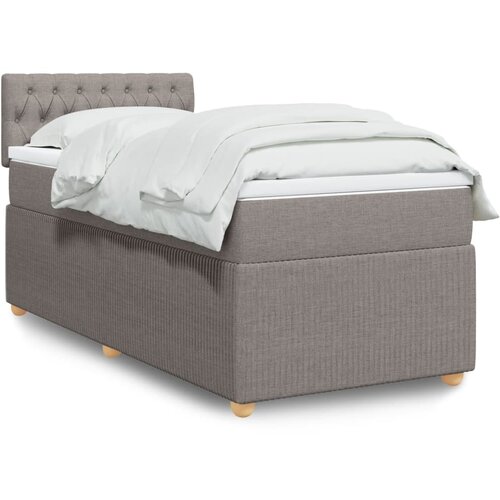 VidaXL Krevet s oprugama i madracem smeđesivi 90x190 cm od tkanine Slike