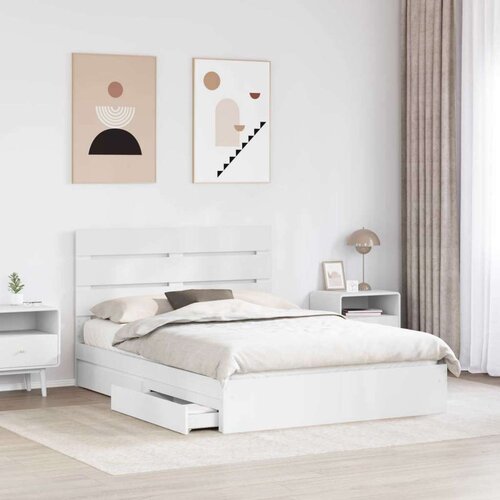  Krevet s od storage Bijelo 140 x 200 cm Konstruirano drvo Slike