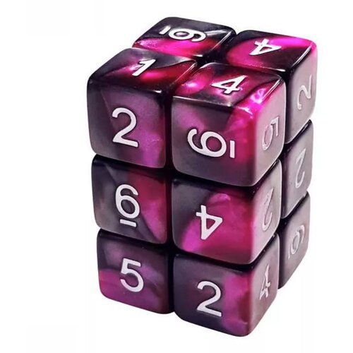 Green Stuff World dice D6 16mm color silver/purple marble (12pc pack) Slike