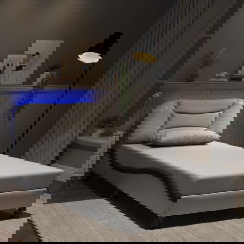 Furnova Posteljni okvir z LED lučkami bel in črn 90x190 cm umetno usnje, (21937523) Slike
