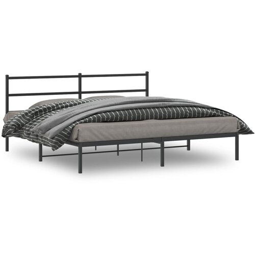 VidaXL Kovinski posteljni okvir z vzglavjem črn 183x213 cm Slike