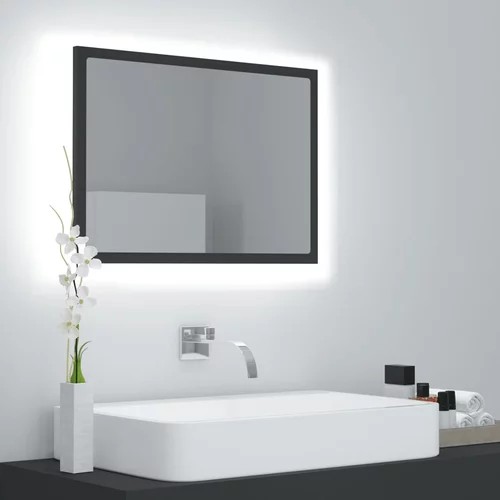 vidaXL LED kupaonsko ogledalo sivo 60 x 8,5 x 37 cm konstruirano drvo