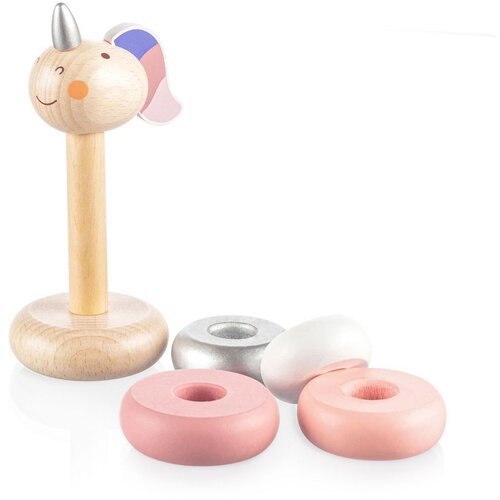 Zopa drveni prsteni za slaganje Unicorn pink Slike