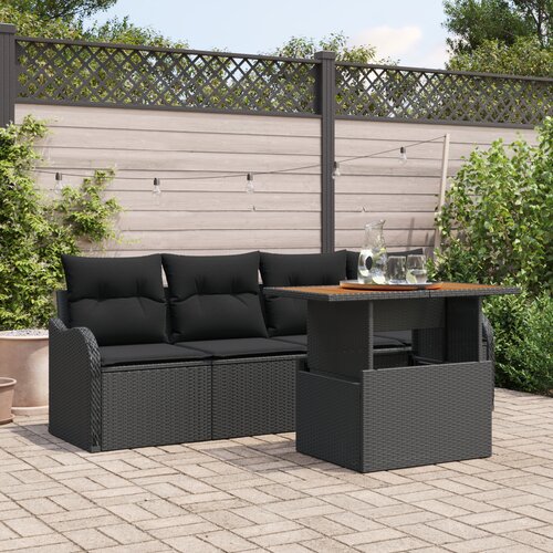 vidaXL 5-delni set vrtne sofa z blazinami rjav poli ratan akacije Cene