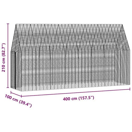  Kavez za zečeve Srebrno 400 x 100 x 210 cm Cinkani čelik Slike