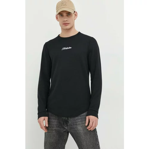 Hollister Co. Majica z dolgimi rokavi moški, črna barva