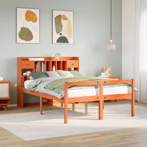  Krevet s regalom za knjige bez madraca 140 x 190 cm od borovine Cijene