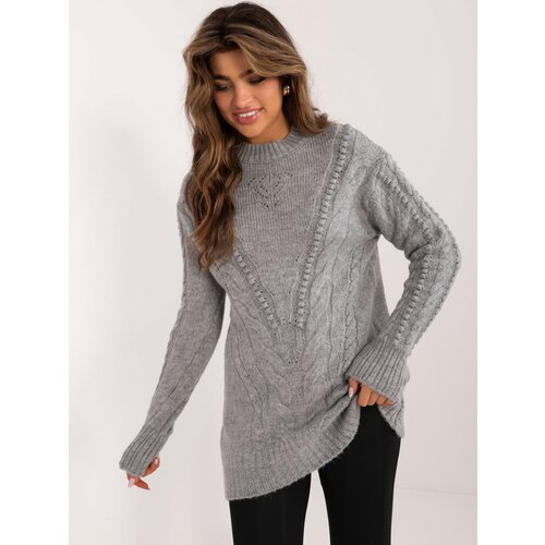 Fashion Hunters Grey knitted sweater Slike