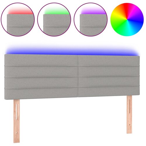 Maison Chic led posteljno vzglavje - vzglavna omarica - nočna omarica svetlo sivo 144x5x78/88 cm blago, (21711929) Slike