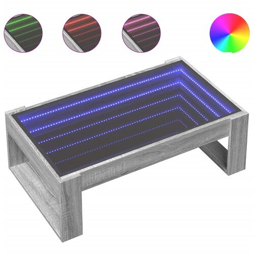 Maison Chic Klubska mizica - kavna mizica - Nizka mizica z neskončnimi LED siva sonoma 90x53x30 cm, (21752366) Cene