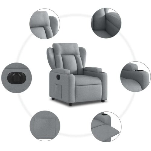 VidaXL Električni naslonjač od tkanine svjetlosivi Slike