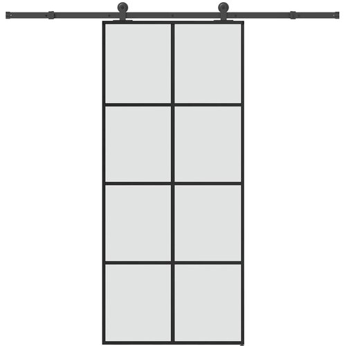 vidaXL Drsna vrata z opremo 90x205 cm ESG steklo in aluminij Cene