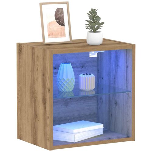  Floating Shelf with LED Light 2 pcs Smeđa 40 x 28,5 x 40 cm Slike