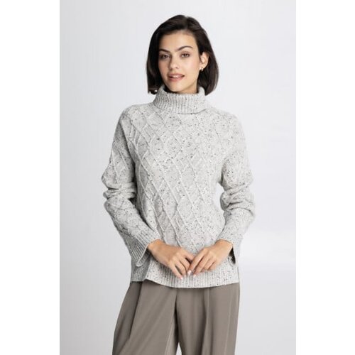 Legendww zenski pleteni dzemper sa rol kragnom u sivoj boji Cene