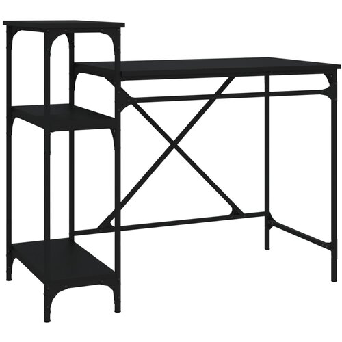 Maison Chic Pisalna miza - pisarniška miza - Računalniška miza s policami črna 105x50x90 cm inženirski les železo, (21785091) Cene
