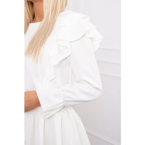 Kesi Dress with vertical ruffles ecru Cene