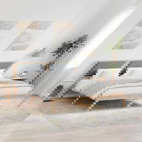 vidaXL Krevetni okvir s tapiciranim uzglavljem Svijetlo siva Cene