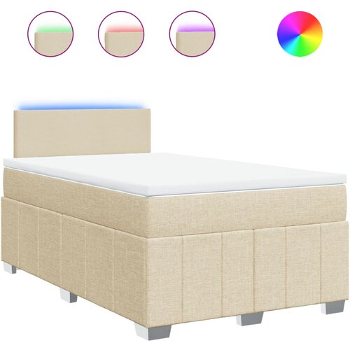 vidaXL Box spring postelja z vzmetnico krem 120x190 cm blago, (21304563) Cene