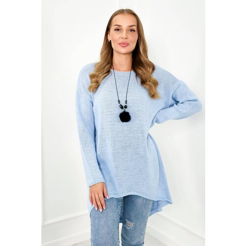 Kesi Blue sweater with necklace Slike