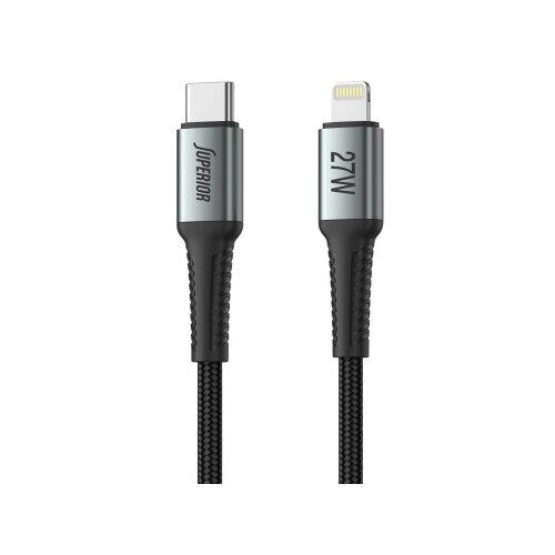 Superior Usb data kabal su-k109 pleteni 27w 3a type-c na lightning 2m crni ( U2145 ) Slike