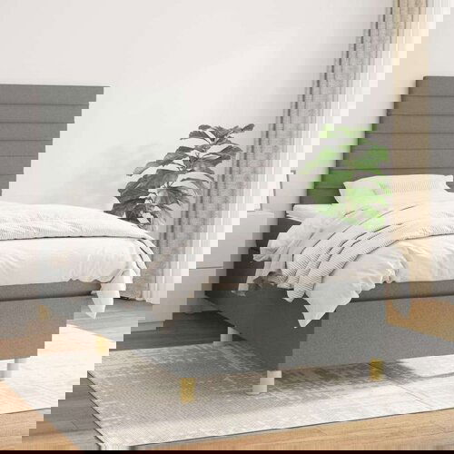 Box spring postelja z vzmetnico temno siva 90x200 cm blago, (20898419) Slike