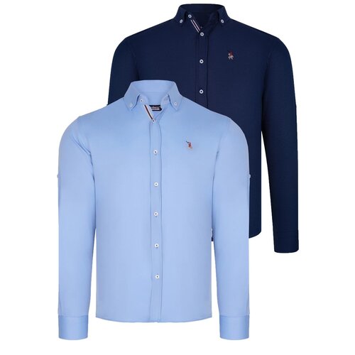 Dewberry DUAL SET G674 MENS SHIRTS-NAVY BLUE-BABY BLUE Cene
