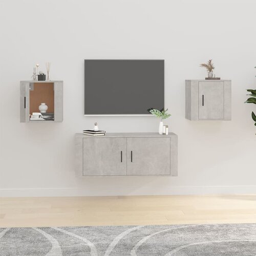 The Living Store Stenska TV omarica 2 kosa betonsko siva 40x34,5x40 cm - Stenska TV Omarica, (21375470) Slike