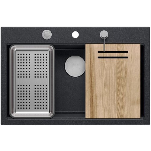 Quadron Kuhinjsko korito MARC WORKSTATION z dodatki, črn Slike