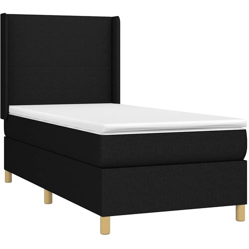  Krevet box spring s madracem LED crni 90x200 cm od tkanine Slike