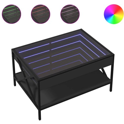 vidaXL Stolić za kavu s beskonačnim LED svjetlima crni 70x50x38 cm Cijene