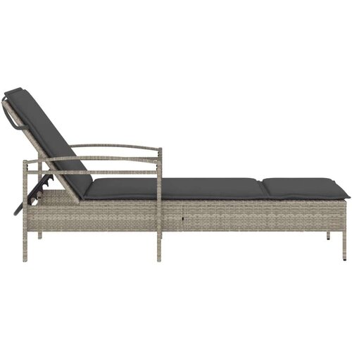  Ležalnik z blazino svetlo siv 63x200x81 cm poli ratan Slike
