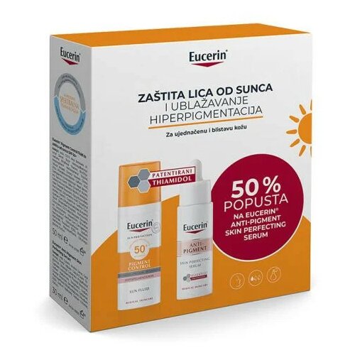 EUCERIN® box sun pigment control spf50 50ml + antipigment skin perfecting serum 30ml Cene