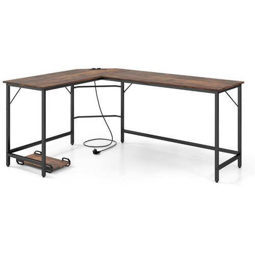 Costway Kotna pisalna miza s polnilno postajo 168 x 125 x 74,5 cm, (5000006998) Cene