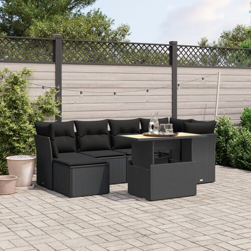 vidaXL 7-dijelni set vrtnih sofa od poliratana s jastucima crni Cijene
